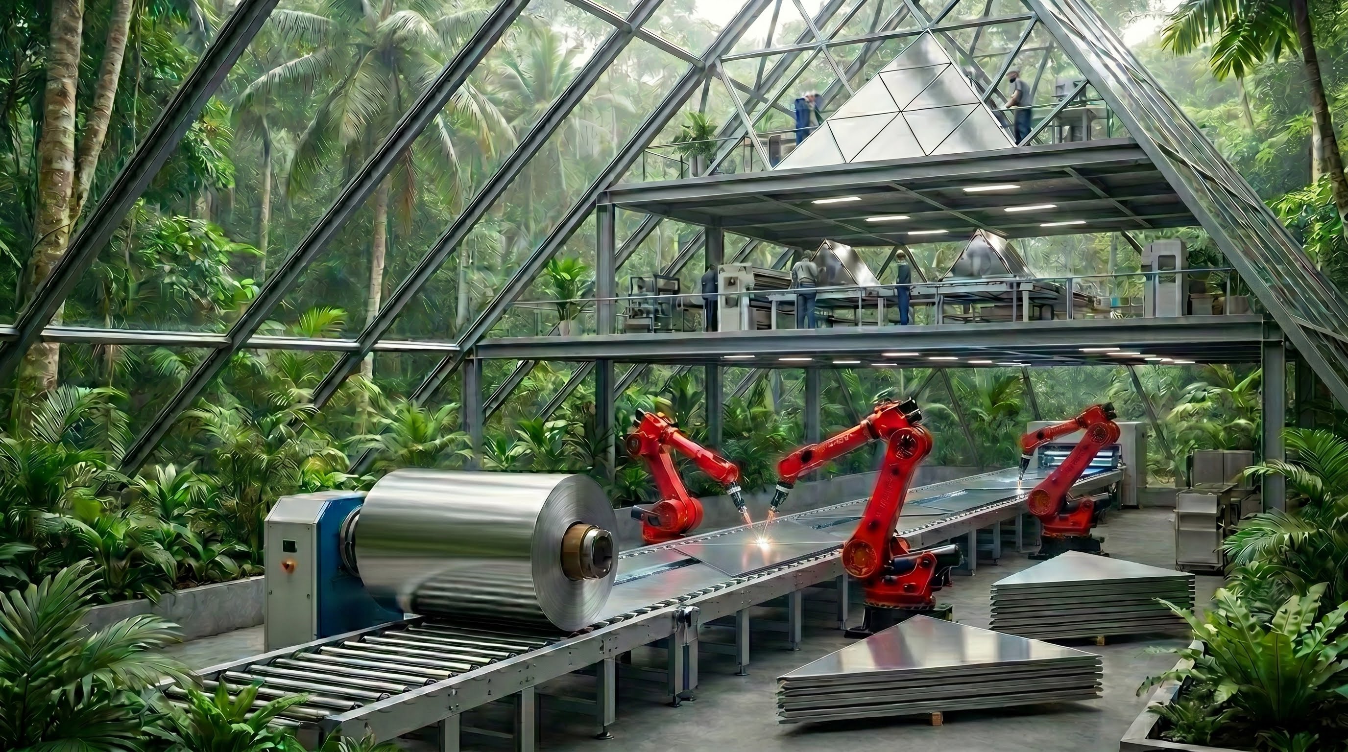 High-tech robotic manufacturing line